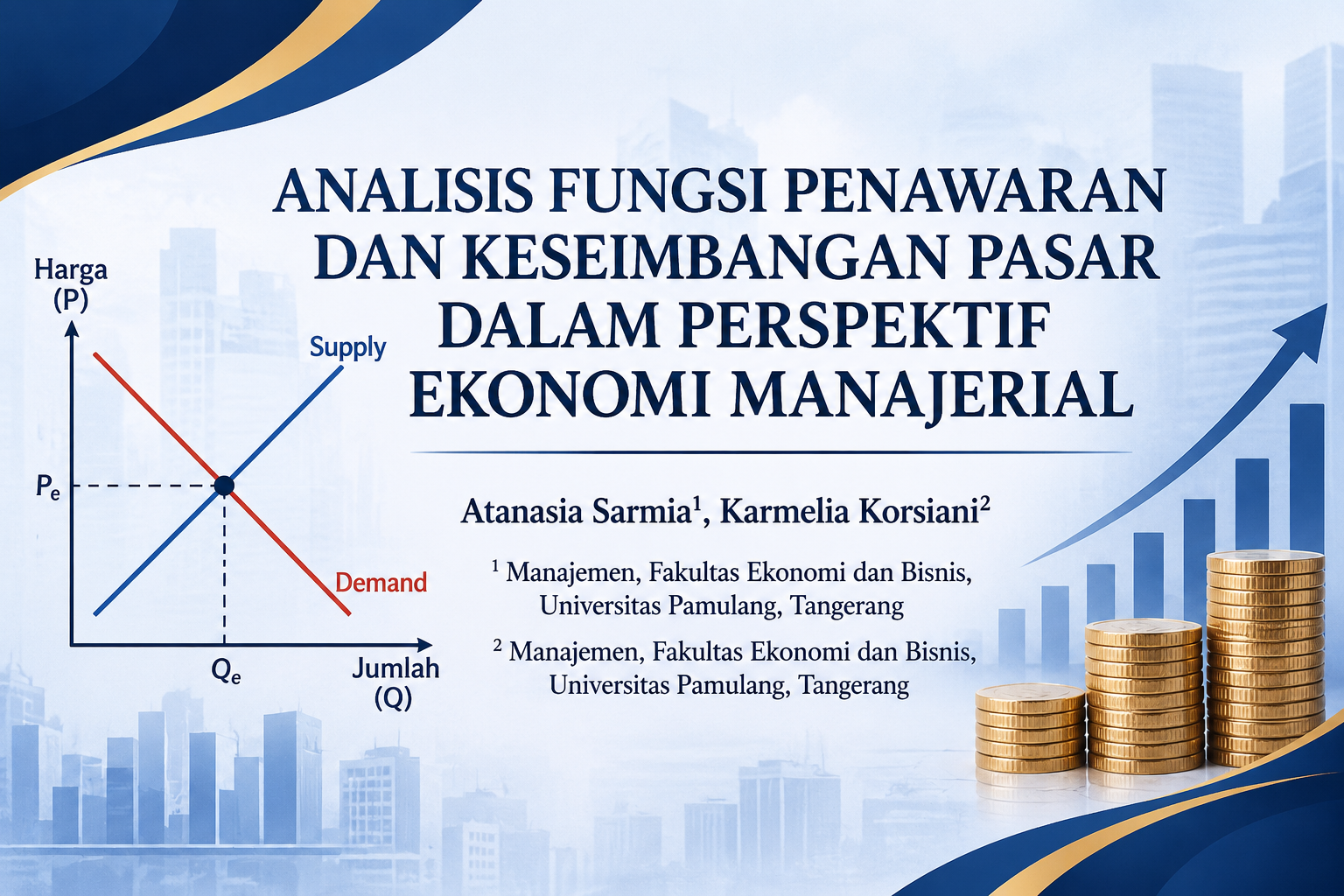 Grafik penawaran dan permintaan yang menunjukkan keseimbangan pasar.