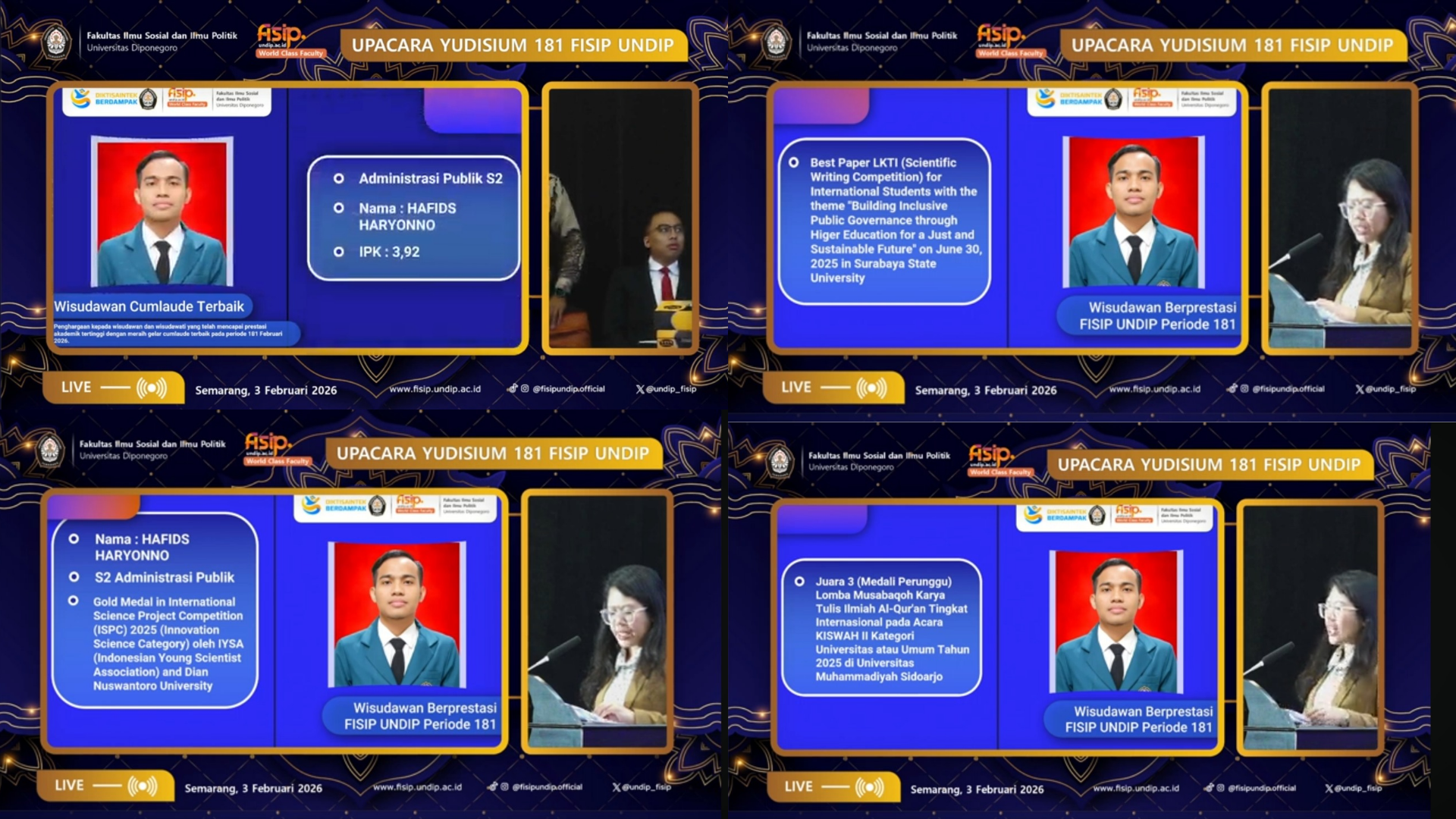 Prestasi Hafids MAP FISIP Yudisium 181